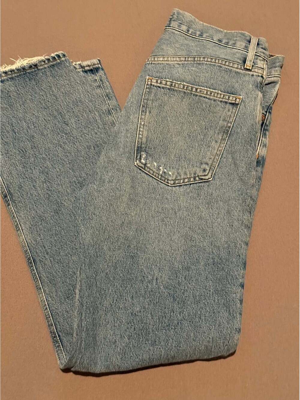 Agolde 90s Pinch Waist Distressed Straight Leg Jeans Size 28 Organic Cotton